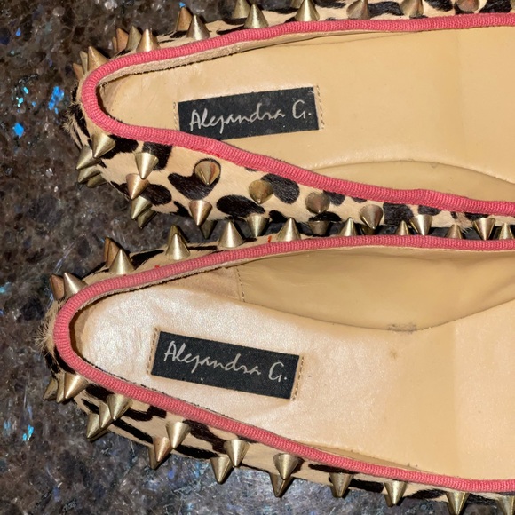 Intermix Alejandra G leopard calf hair studded flats - Picture 5 of 12